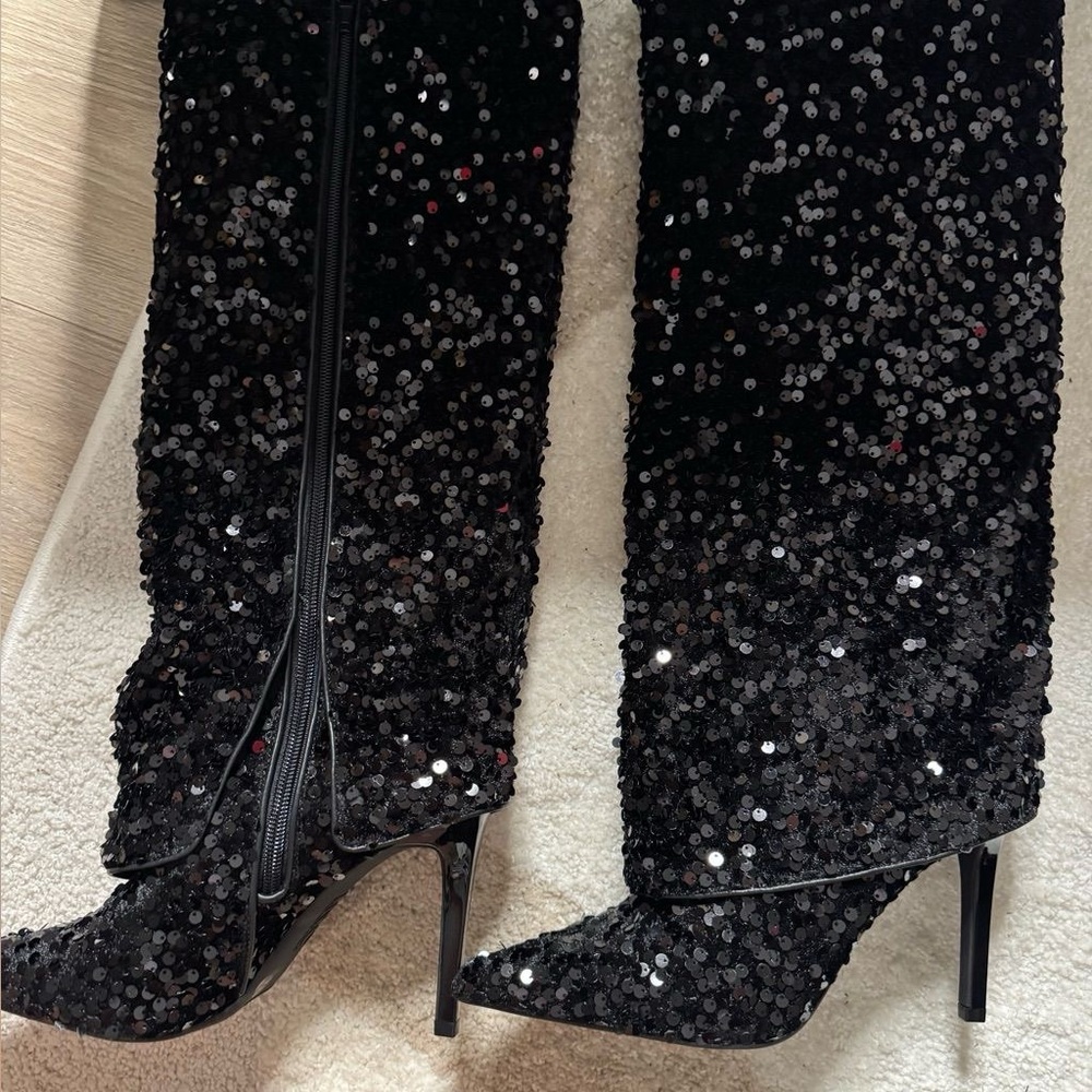 Zara Black Sequin Boots